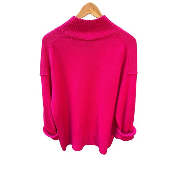 Rails Wool Cashmere Hot Pink Mock Turtleneck Soft Oversized Medium Sweater - Picture 8 of 8